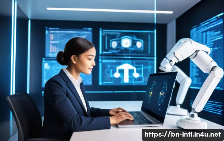 국제 노동시장과 이주 문제 - **AI Integration in Modern Workplaces**: A diverse group of professionals, including men and women w...